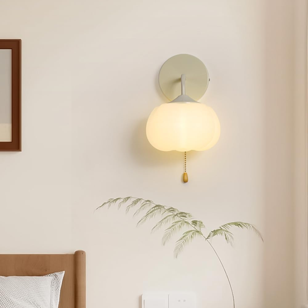 ModernAura LED Wandleuchte mit Zugschalter - Weiß oder Grün für Schlafzimmer und Wohnzimmer