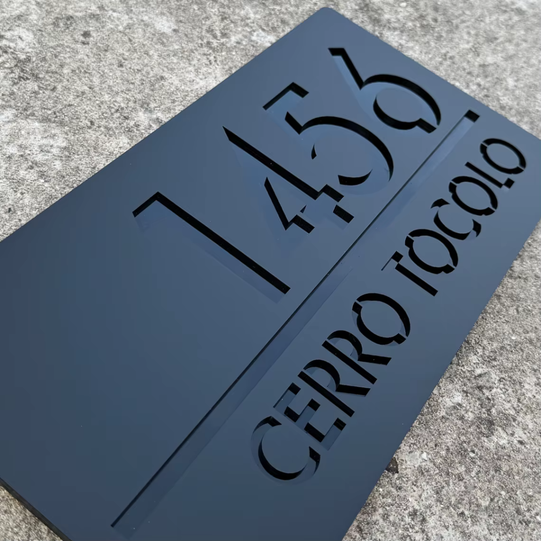 Acryl Hausnummernschild Modern Außen Wetterfest für Fassade und Hauseingang Anthrazit 3D Optik