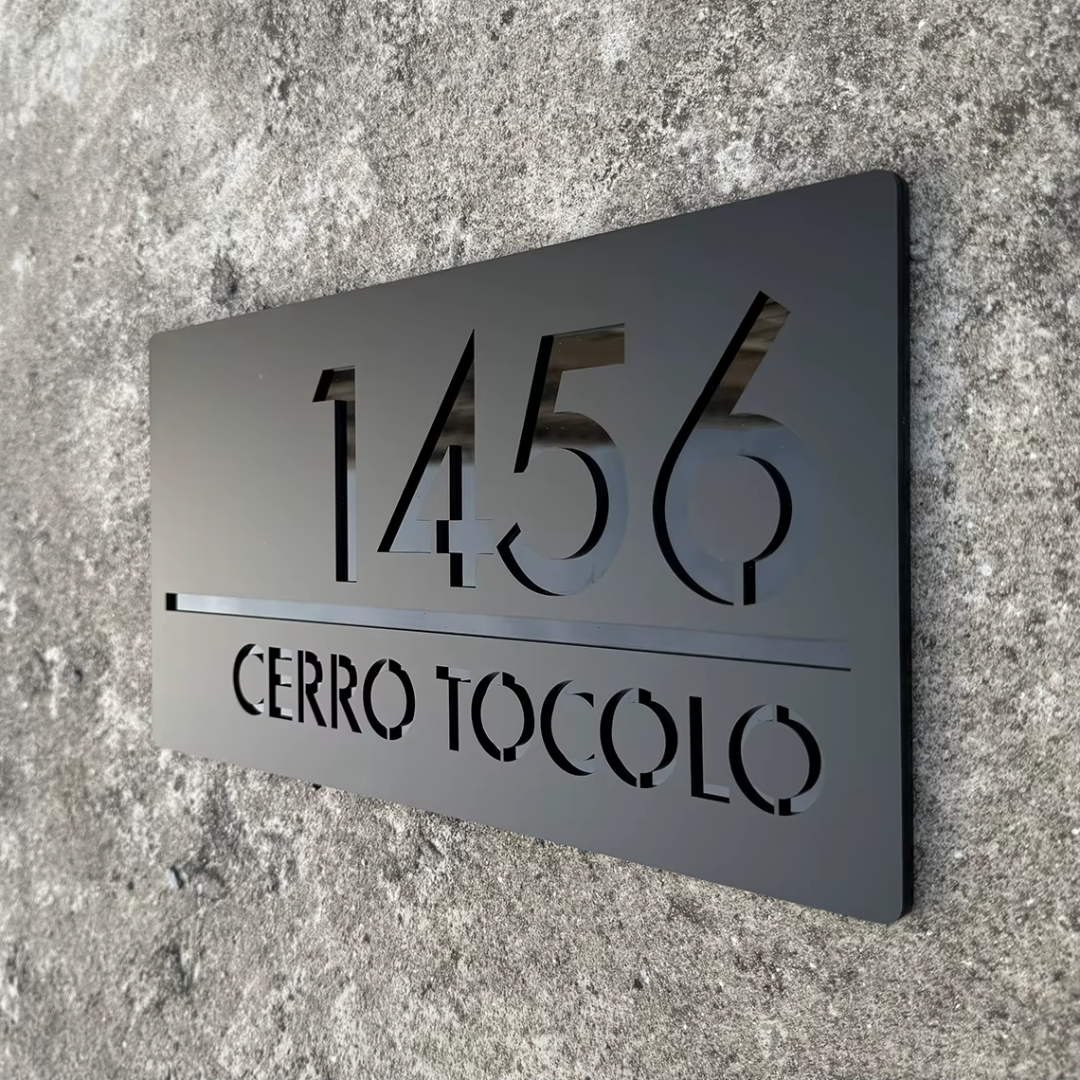 Acryl Hausnummernschild Modern Außen Wetterfest für Fassade und Hauseingang Anthrazit 3D Optik