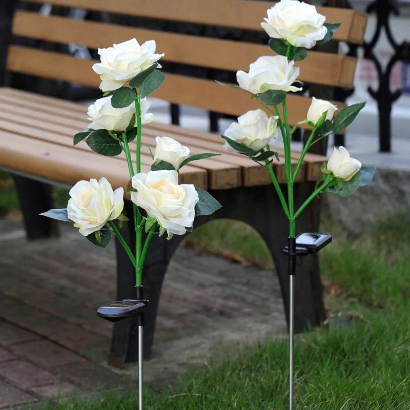LumoBloom Solar Gartenlichter  Blumenoptik bunt für Außenbereich