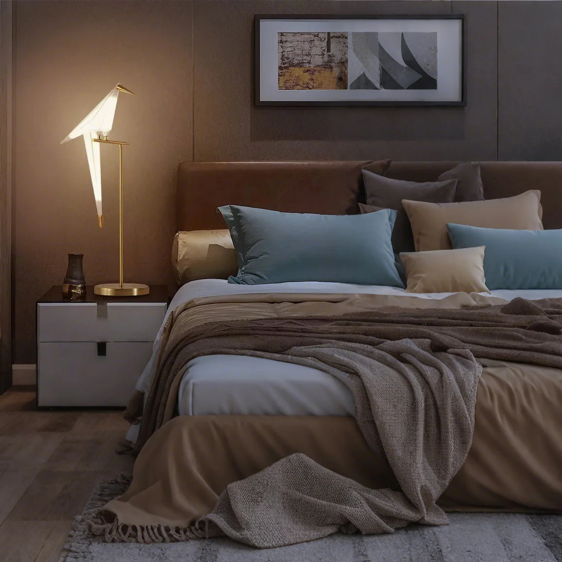 Origami Tischlampe Vogelform – LED – Warmes Licht – Schreibtisch