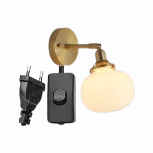 LichtZen - Nordisch moderne Wandleuchte mit Zugschalter - Glas und Eisen für Schlafzimmer oder Bad