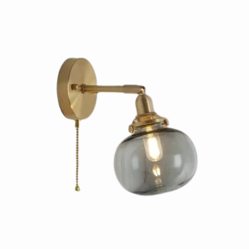 LichtZen - Nordisch moderne Wandleuchte mit Zugschalter - Glas und Eisen für Schlafzimmer oder Bad