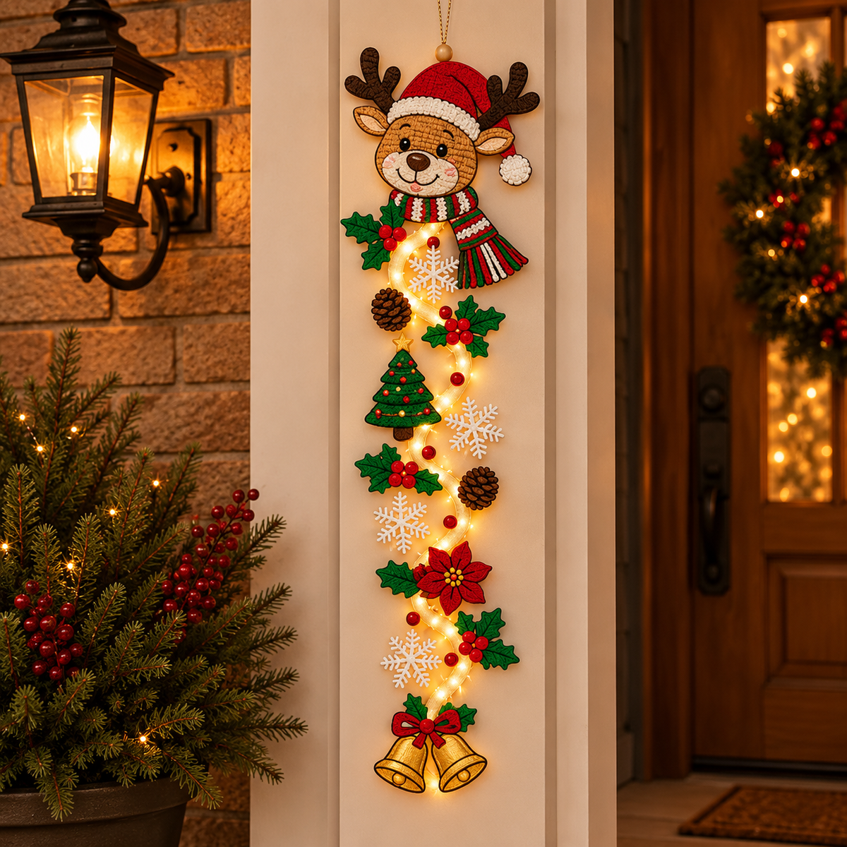 Leuchtende flache Weihnachts-Türdekoration – 2D Weihnachtsdesign