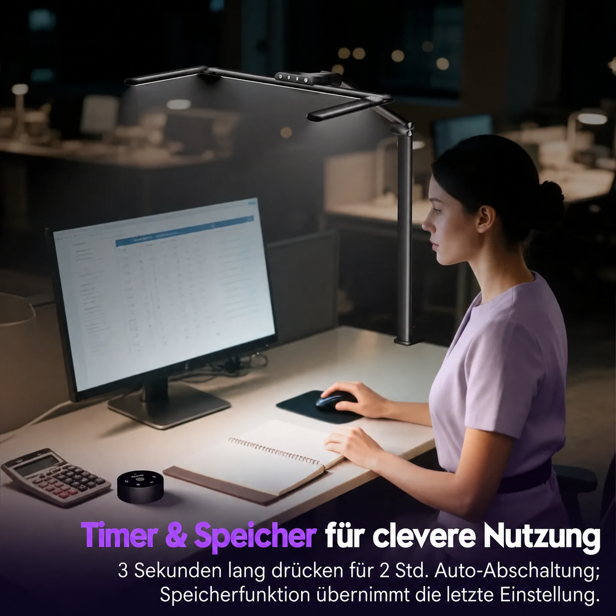 Schreibtischlampe LED | 3-stufig faltbar, Radar-Bewegungsmelder