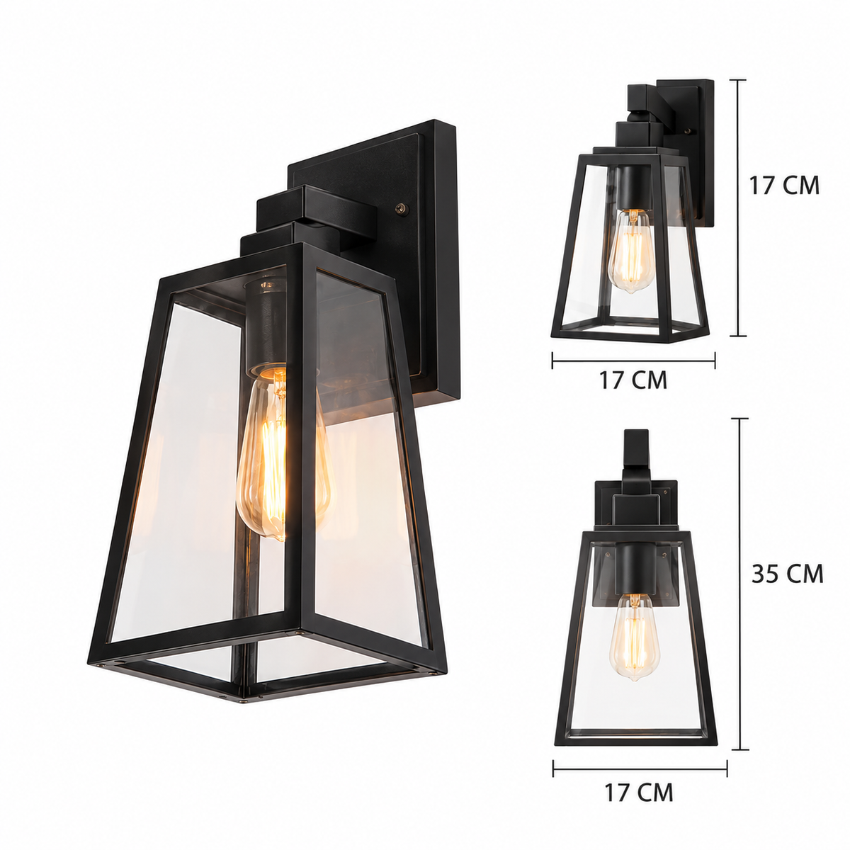 LED-Außenwandleuchte – Warmweiß, IP65, Mattschwarz, Vintage-Design für Eingang und Fassade