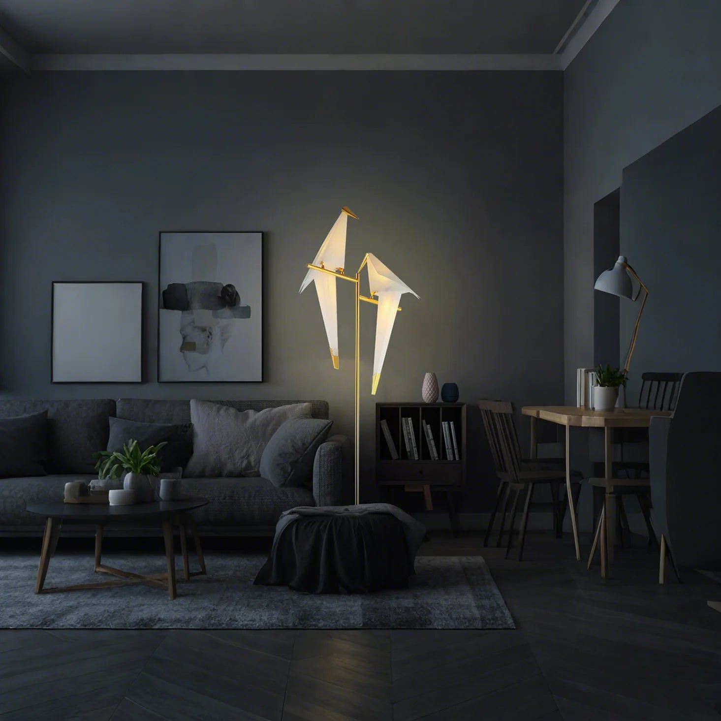 Origami Tischlampe Vogelform – LED – Warmes Licht – Schreibtisch