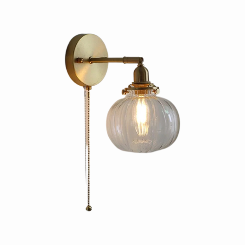 LichtZen - Nordisch moderne Wandleuchte mit Zugschalter - Glas und Eisen für Schlafzimmer oder Bad