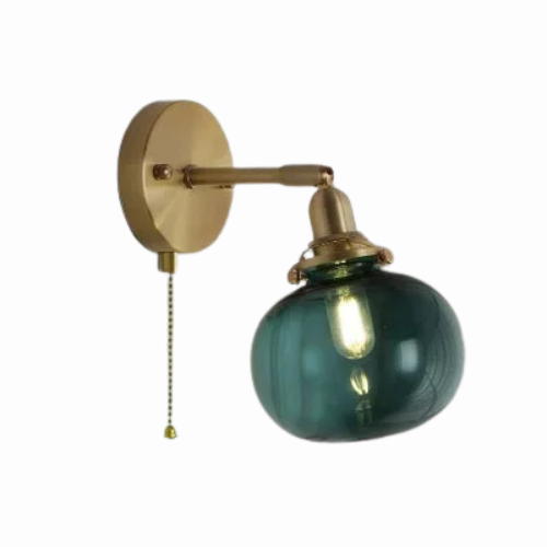 LichtZen - Nordisch moderne Wandleuchte mit Zugschalter - Glas und Eisen für Schlafzimmer oder Bad