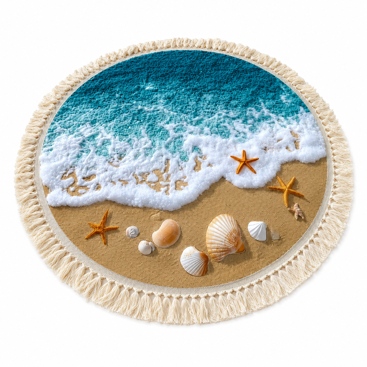 Strandtuch Rund Frottee Blau Ø150 cm – Schnelltrocknend, Sandfrei, Hohe Saugkraft