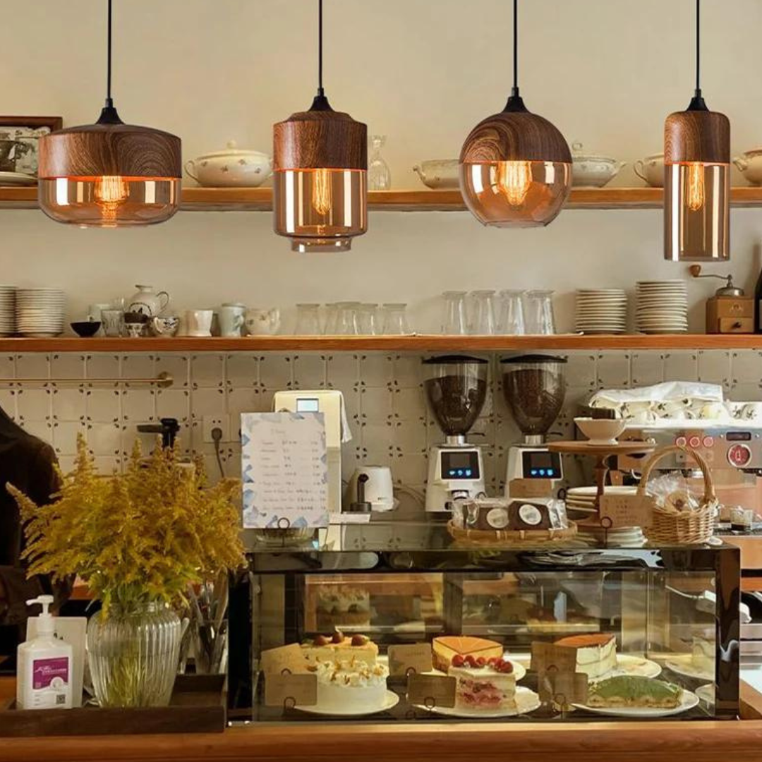 SkandiWood – Stilvolle LED-Deckenleuchte, Holzfinish, Wohnzimmer