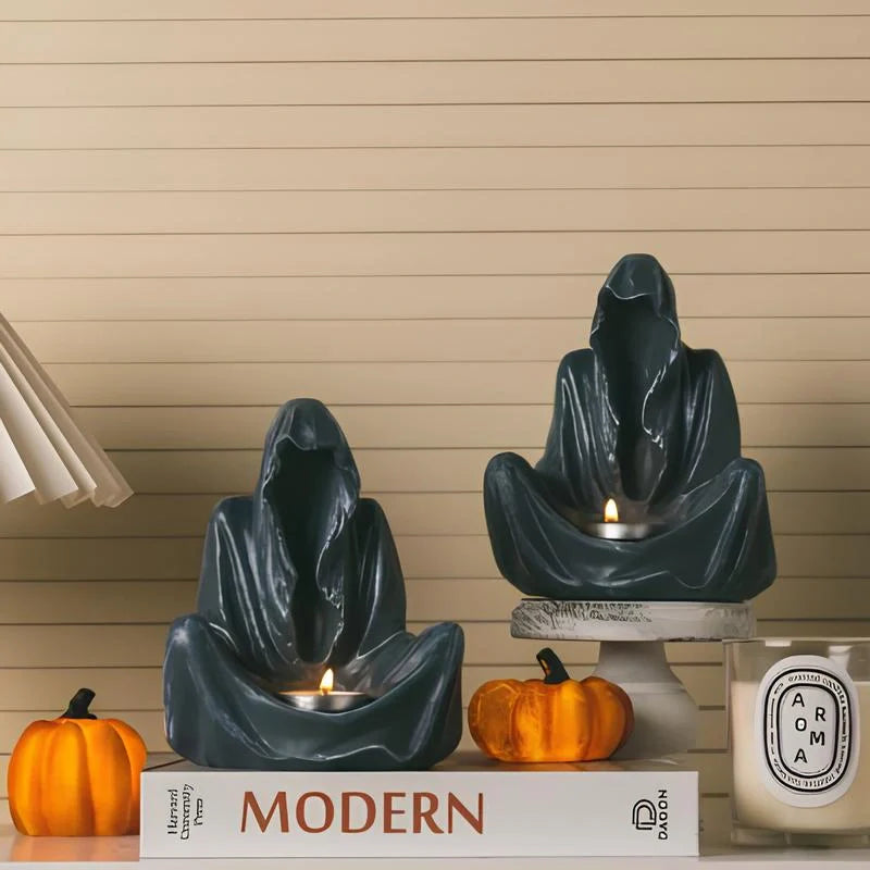 LumoAsh Kerzenhalter Vintage-Stil Dunkelgrau für Tischdeko Innen