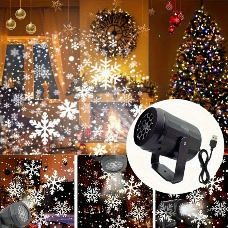 Schneeflocken-Projektionslampe aus Kunststoff – Rotierend, USB-Betrieb, Neigbar