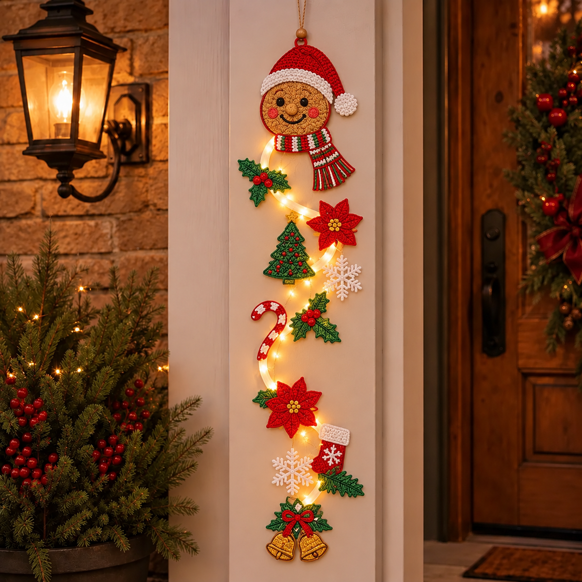 Leuchtende flache Weihnachts-Türdekoration – 2D Weihnachtsdesign