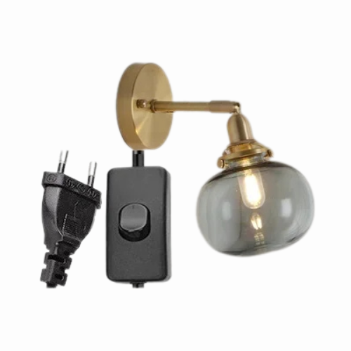 LichtZen - Nordisch moderne Wandleuchte mit Zugschalter - Glas und Eisen für Schlafzimmer oder Bad