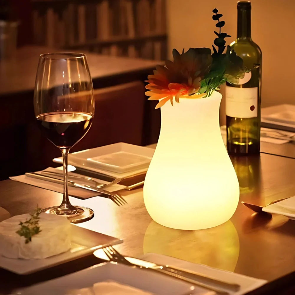 LumoVase LED Blumenvase – Leuchtdeko Weiß für Garten & Balkon