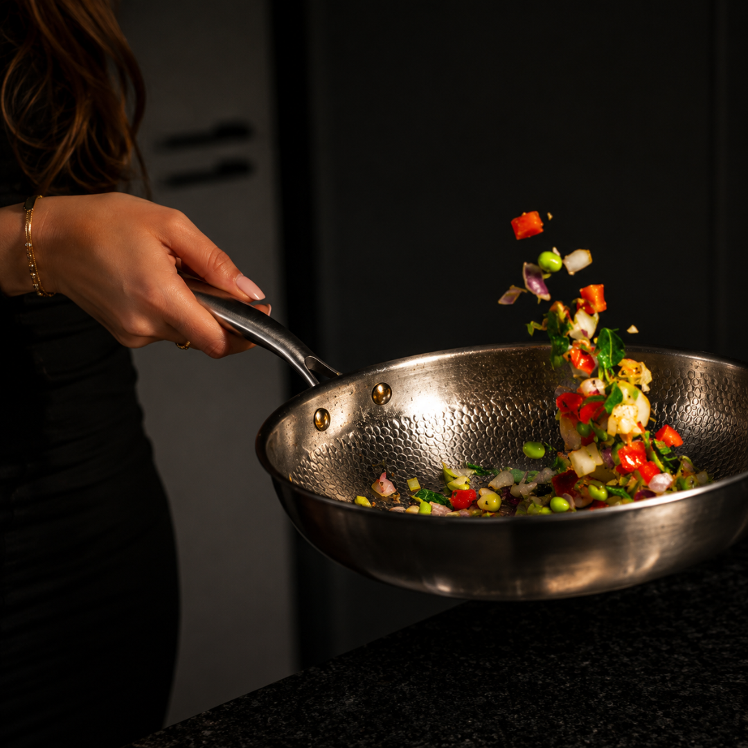 Wok-Pfanne aus Titan | 32 cm, robuste Konstruktion