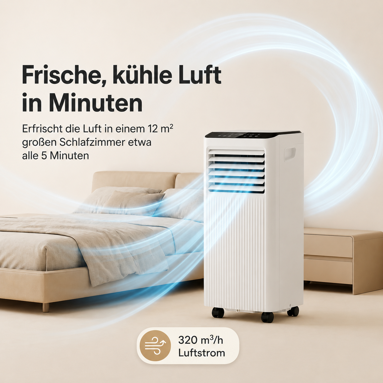 Mobile Klimaanlage 7000 BTU, Fenstersatz ohne Bohren