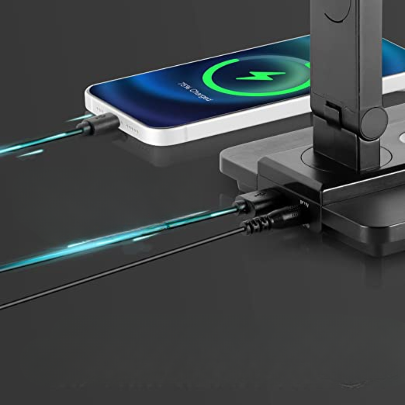 SmartBeam - LED-Schreibtischlampe mit kabellosem Ladegerät und USB-Anschluss