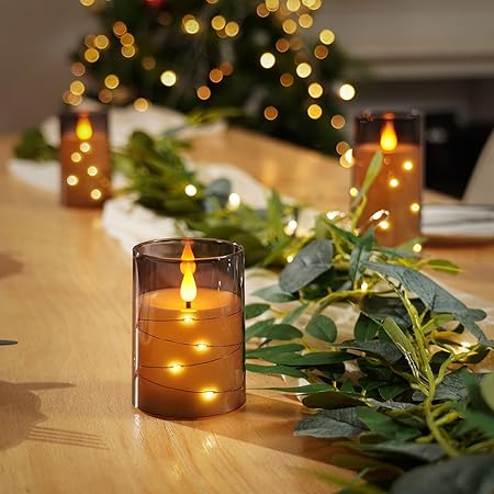 Lichtzauber LED-Kerzen-Set – Flackereffekt, Creme, für Wohnzimmer