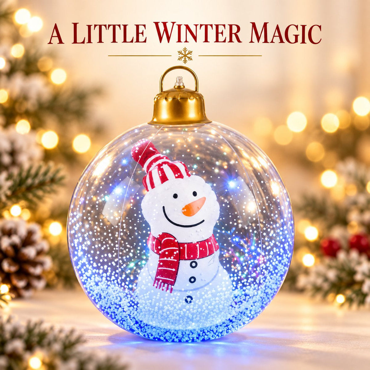 Leuchtende Weihnachtskugel 60 cm mit LED und Fernbedienung, Outdoor Deko mit Schneemann, Weihnachtsmann, Baum oder Rentier