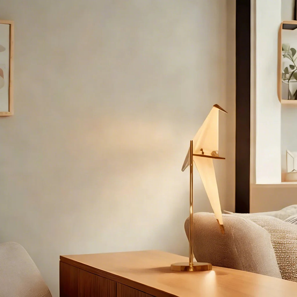 Origami Tischlampe Vogelform – LED – Warmes Licht – Schreibtisch