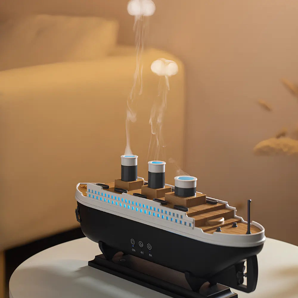 AquaDamp Mini-Luftbefeuchter Schiff-Design LED Weiß für Schlafzimmer