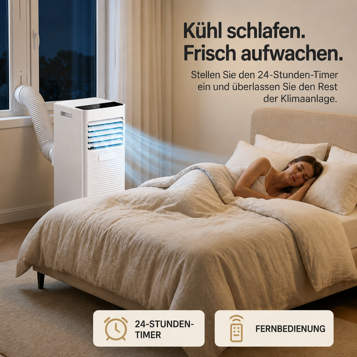 Mobile Klimaanlage 7000 BTU, Fenstersatz ohne Bohren