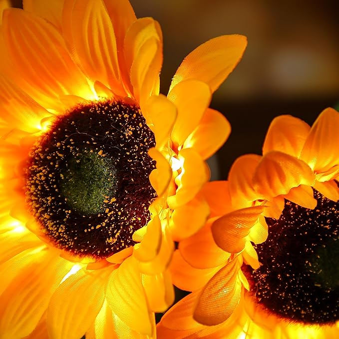 Sonnenblumen Tischlampe LED – Warmes Licht für Wohnzimmer, Schlafzimmer
