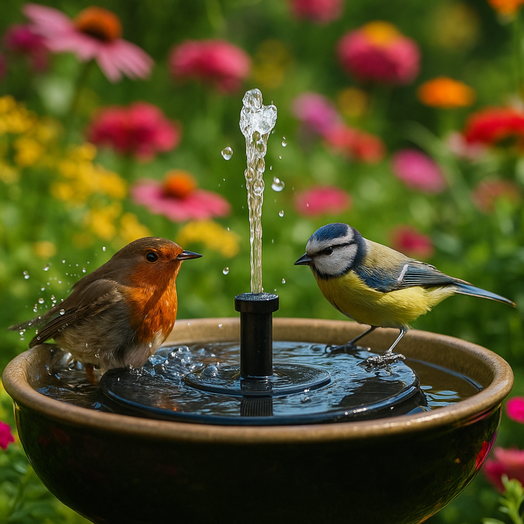 Solarbrunnen Garten Solarbetrieben für Teich und Vogelbad mit Springbrunnenfunktion und automatischem Betrieb