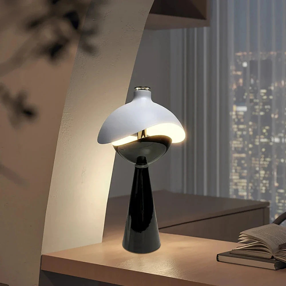 LumoKuppel Skulptur-Tischlampe Modern LED Design Weiß für Wohnzimmer