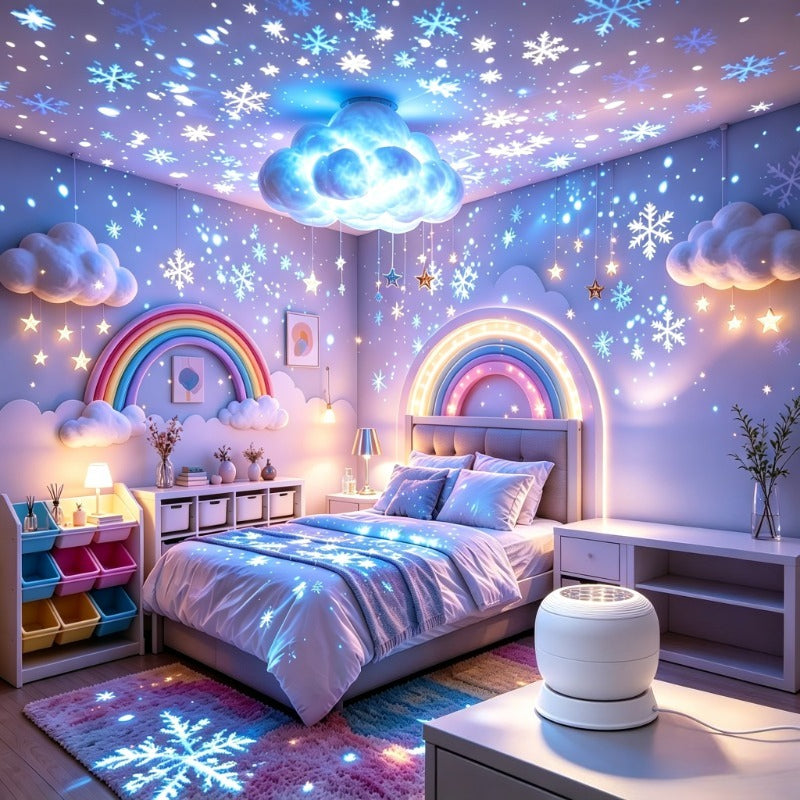 LED-Schneeflocken-Projektor Modern – 360° Drehung, USB, Sanftes Licht