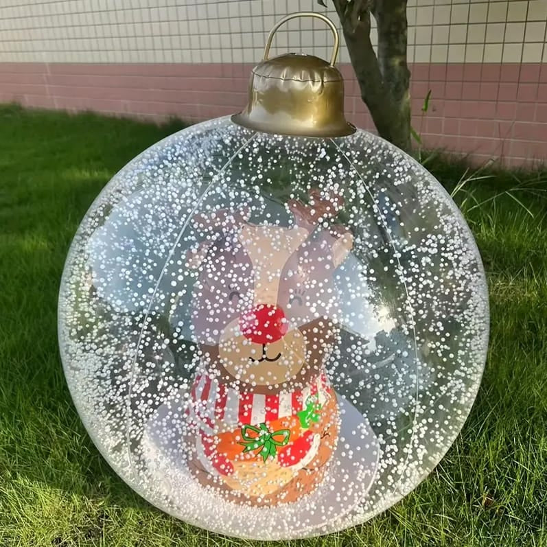 Leuchtende Weihnachtskugel 60 cm mit LED und Fernbedienung, Outdoor Deko mit Schneemann, Weihnachtsmann, Baum oder Rentier