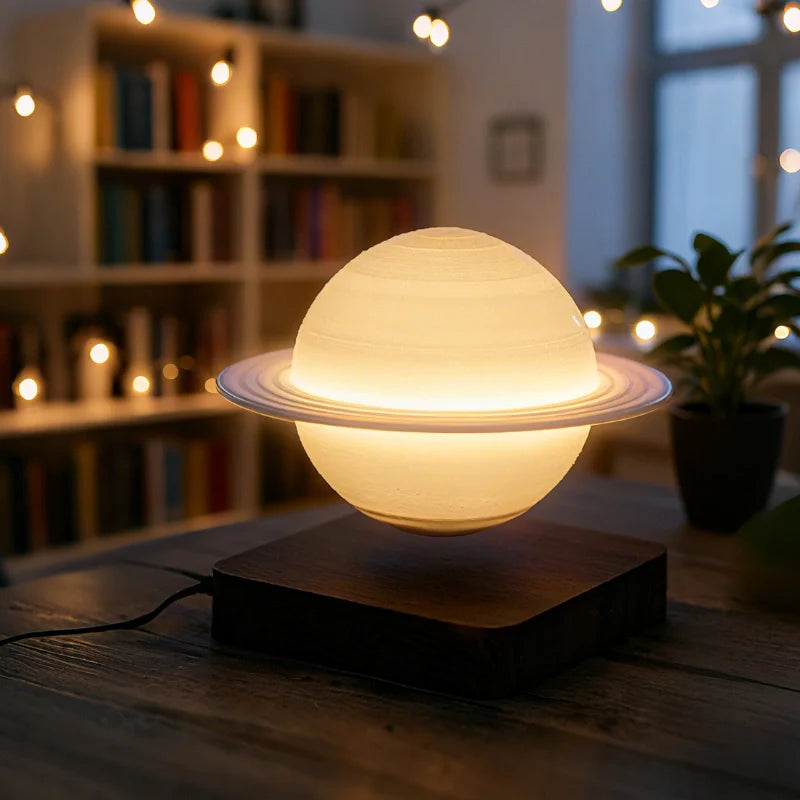 LunaFloat Schwebelampe – Moderne LED-Tischlampe in Weiß für Wohnzimmer