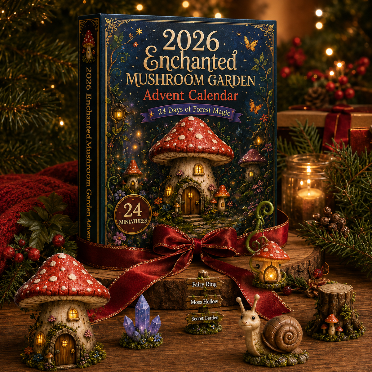 Adventskalender „Verzauberter Pilzgarten“ 2026 – Märchenhafte Miniaturüberraschungen für Kinder zum Befüllen 4