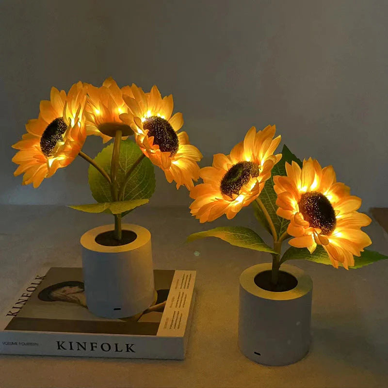 Sonnenblumen Tischlampe LED – Warmes Licht für Wohnzimmer, Schlafzimmer
