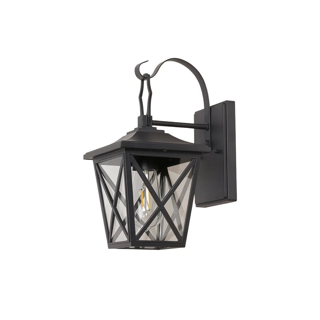 Schwarze Außenwandleuchte – Set von 2 mit halbschimmerndem Glas