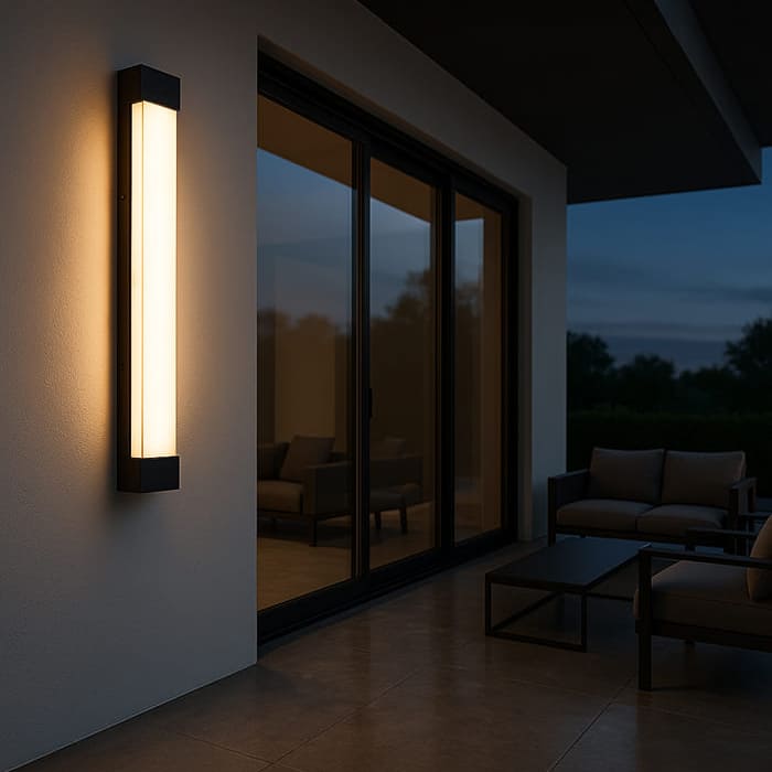 Außenwandleuchte Edelstahl | Eleganter Metallrahmen, Marmoreffekt 1