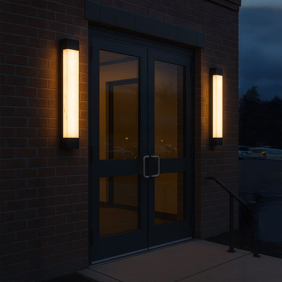 Außenwandleuchte Edelstahl | Eleganter Metallrahmen, Marmoreffekt 3