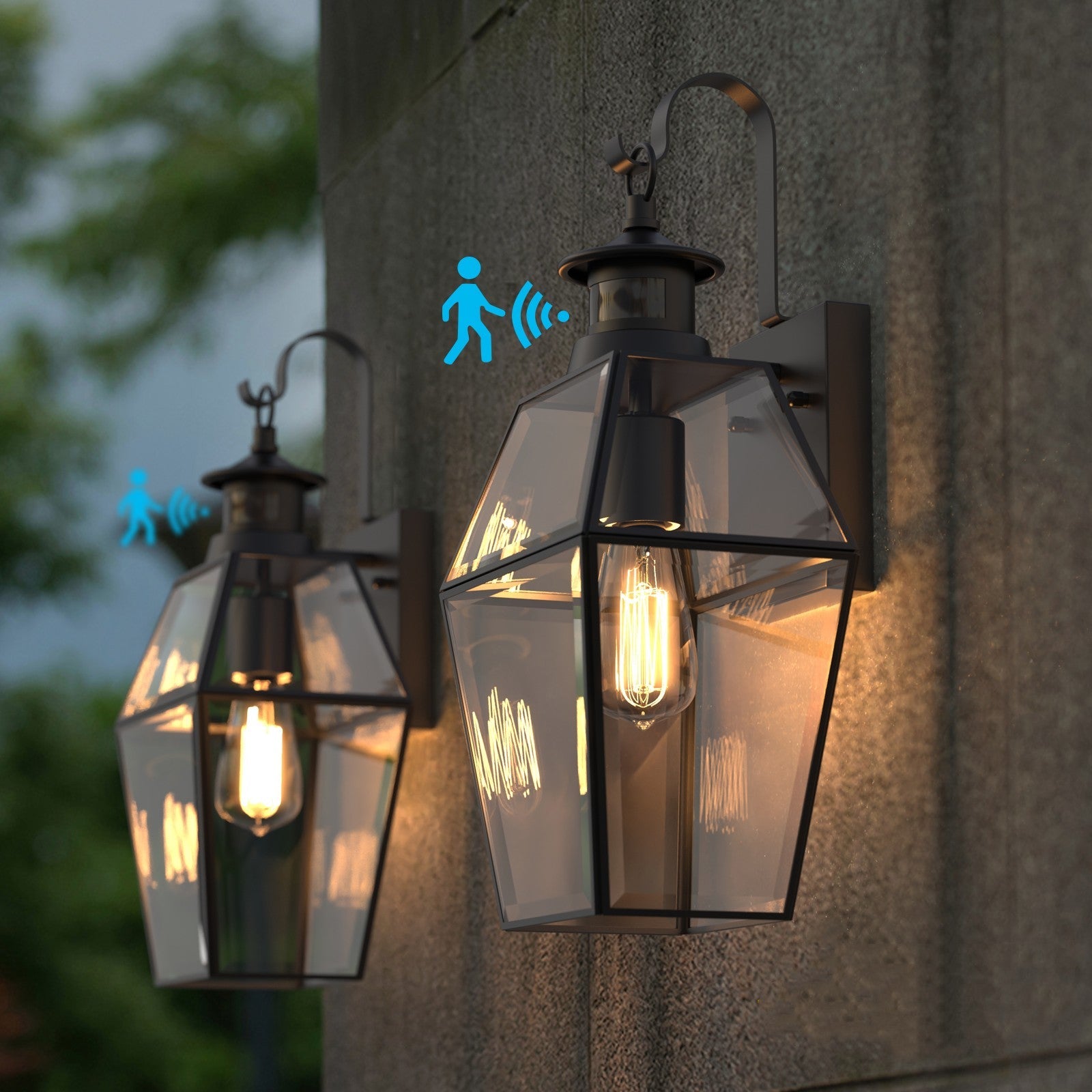 Außenwandleuchte Mit Bewegungsmelder | Mattschwarz, IP44, Rechteckig 2