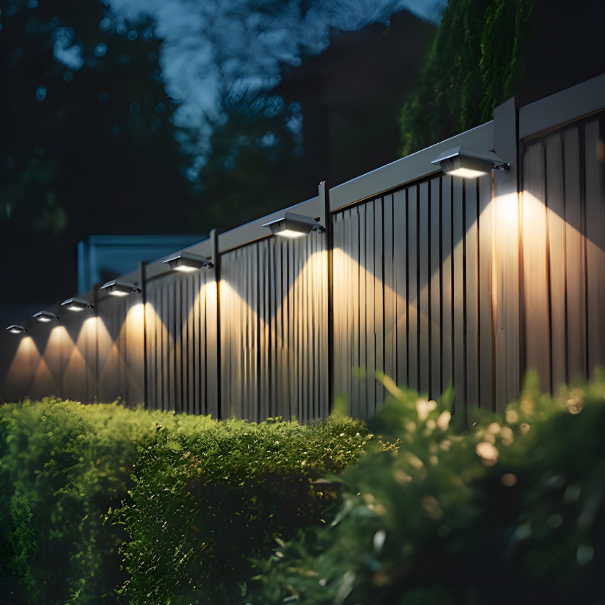 Außenwandleuchte | Solarbetriebene LED Wandleuchte aus Edelstahl, Quadratisches Design 1