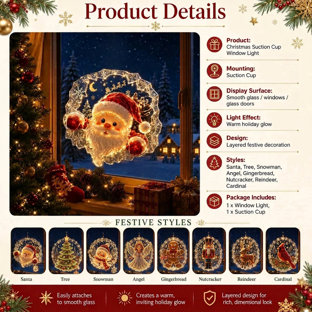 Beleuchtete Fensterdeko Weihnachten mit Saugnapf - 8 Festliche Fensterbilder für Gemütliche Atmosphäre 7