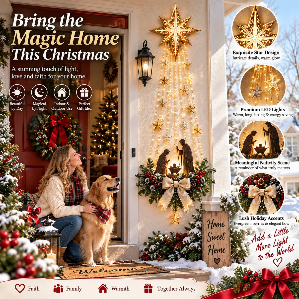 Beleuchtete Krippen-Wanddekoration Bethlehem Star of Faith™ – Festliche Wanddeko für Gemütlichkeit 4