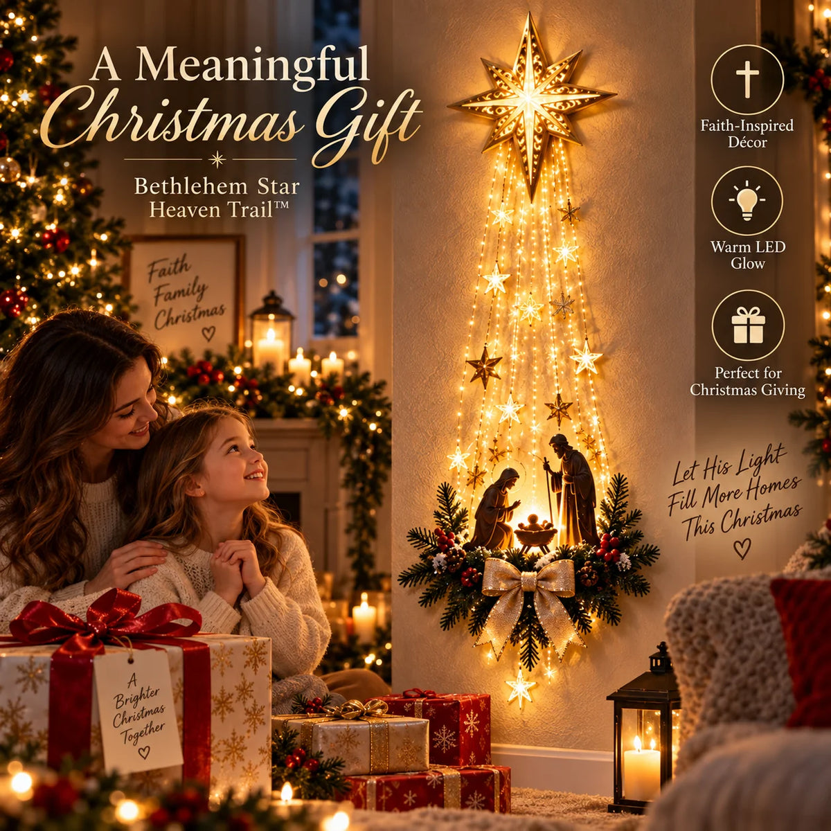 Beleuchtete Krippen-Wanddekoration Bethlehem Star of Faith™ – Festliche Wanddeko für Gemütlichkeit 5