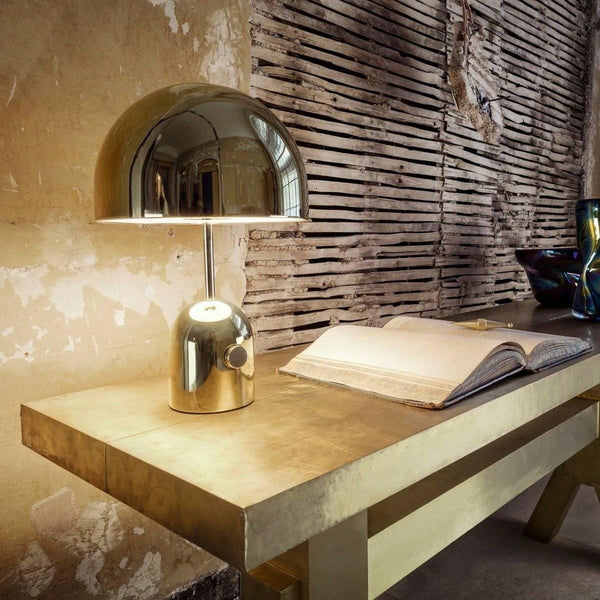 GlowAura Warmlicht Tischlampe Modern Glas Gold Wohnzimmer