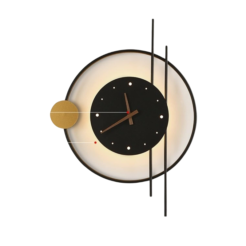 LumiHora – Stilvolle schwarze LED-Wandleuchte mit Uhr