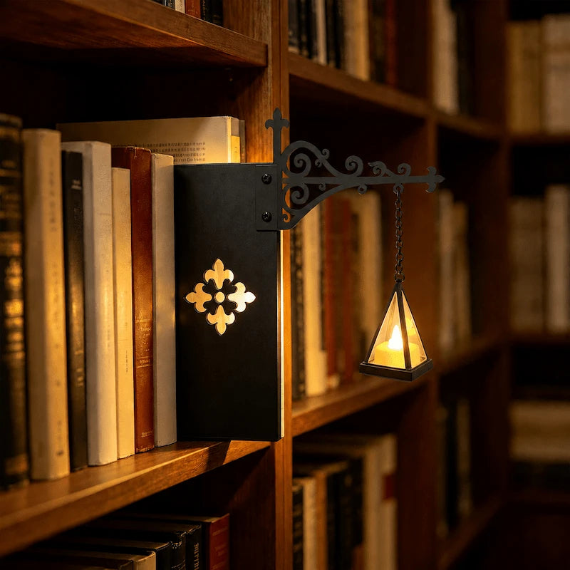 Bücherregalleuchte | Schmiedeeiserne Halterung, Miniatur-Pendelleuchte 4