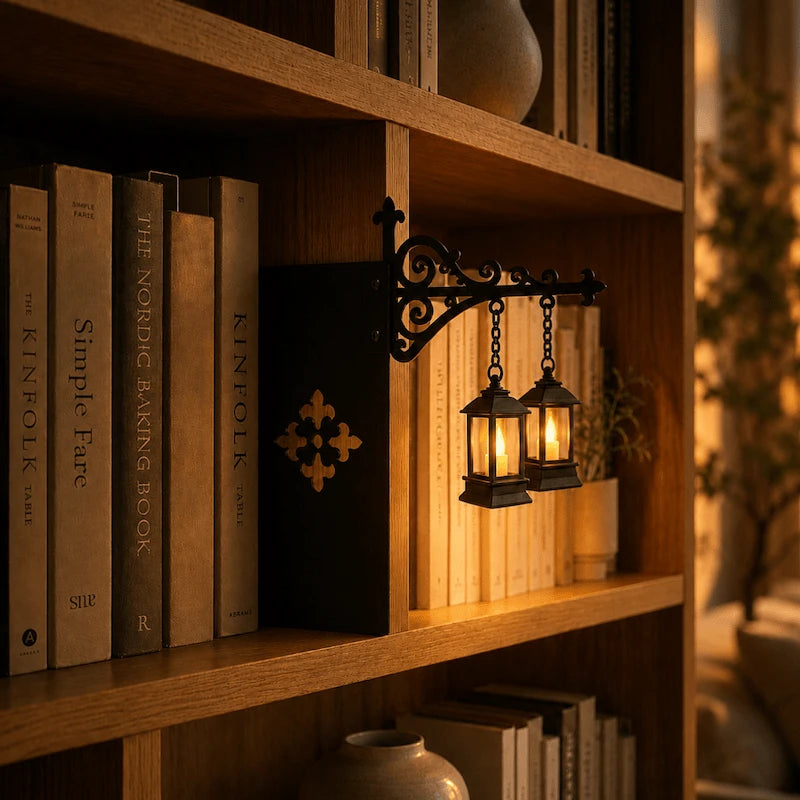 Bücherregalleuchte | Schmiedeeiserne Halterung, Miniatur-Pendelleuchte 5