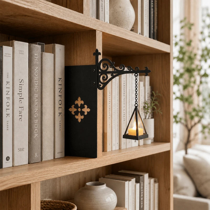 Bücherregalleuchte | Schmiedeeiserne Halterung, Miniatur-Pendelleuchte 8