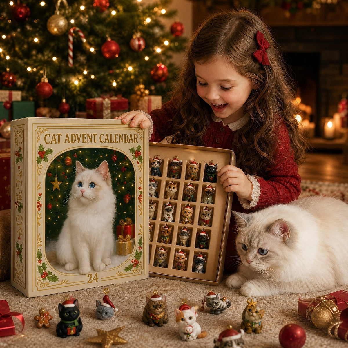 Adventskalender 2026 für Katzenliebhaber – 24 Katzenanhänger im 2D-Flachdesign